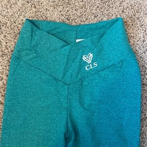 custom CLS leggings . V waist shape and scrunch bottoms . Teal
